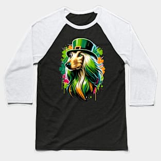 Afghan Hound Celebrates Saint Patrick's Day in Style Baseball T-Shirt